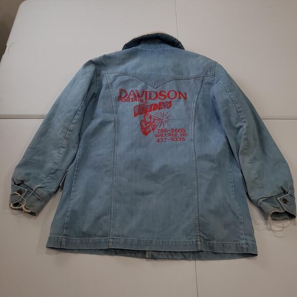 Vintage Lee Storm Rider Jacket Mens Large Sherpa Lined Workwear Thrashed 80s - Picture 2 of 14